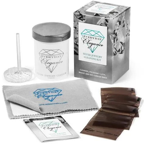 Jewelry cleaning kit with a cleaning solution, cloth, basket, and anti tarnish bags Jewelry cleaning kit with a cleaning solution, cloth, basket, and anti tarnish bags