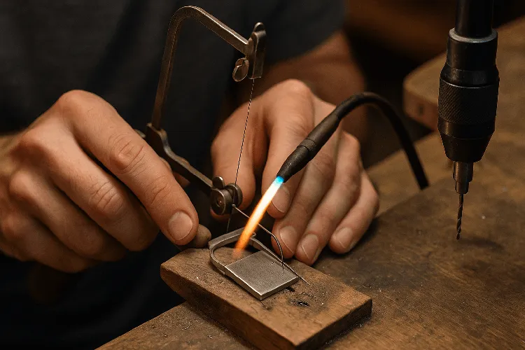 Traditional jewelry-making techniques: brazing, cutting, and drilling stainless steel. Traditional jewelry-making techniques: brazing, cutting, and drilling stainless steel.
