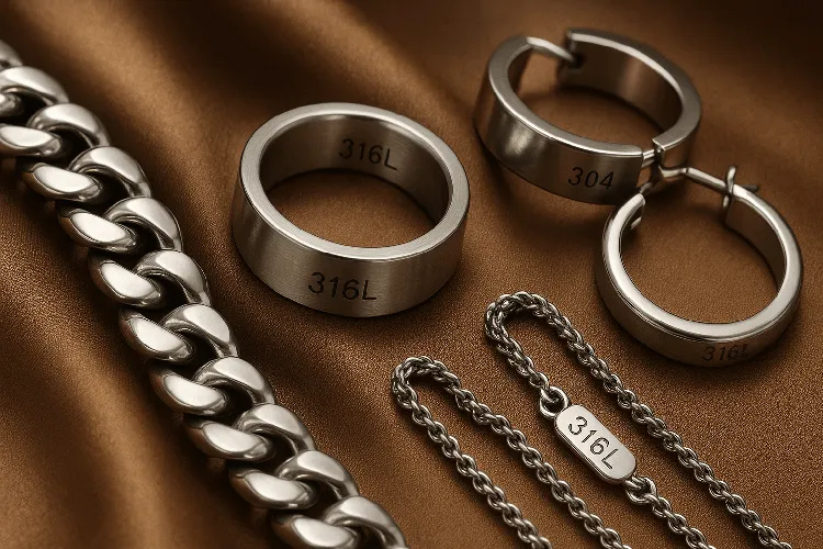 High-quality stainless steel jewelry with clear metal markings. High-quality stainless steel jewelry with clear metal markings.