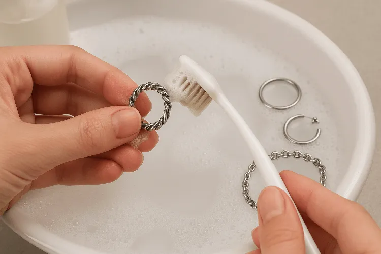 Easy maintenance of stainless steel jewelry. Easy maintenance of stainless steel jewelry.