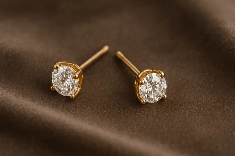 Gold and diamond stud earrings, perfect for everyday wear. Gold and diamond stud earrings, perfect for everyday wear.