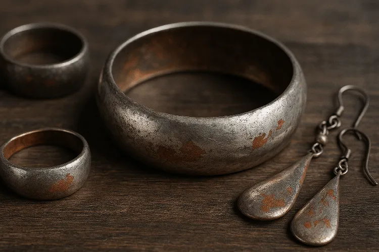Signs of depletion in silver-plated jewelry. Signs of depletion in silver-plated jewelry.