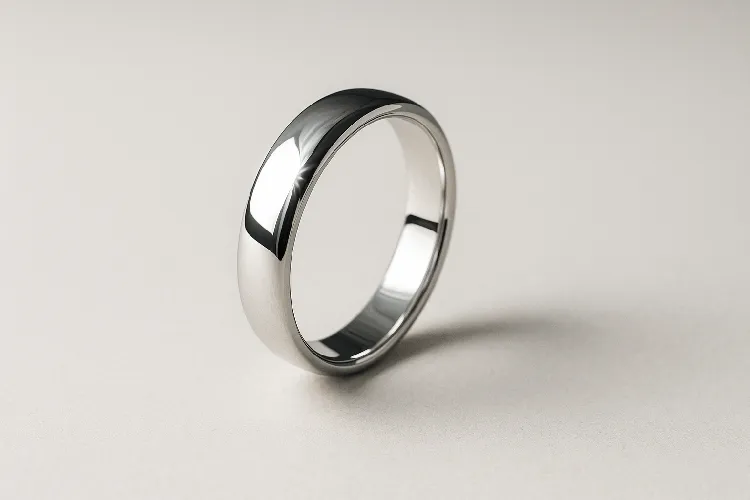 Polished silver ring shining brightly after cleaning. Polished silver ring shining brightly after cleaning.