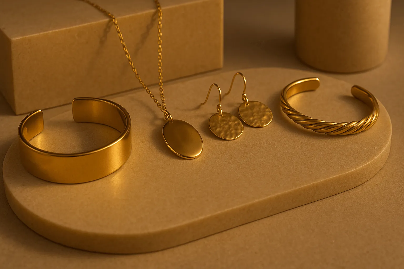 Brass jewelry collection, elegant and timeless style