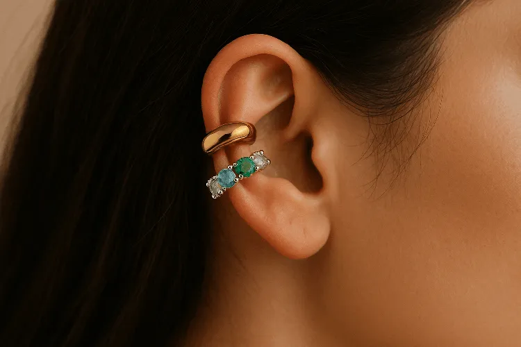 Edgy ear cuffs with gemstone accents. Edgy ear cuffs with gemstone accents.