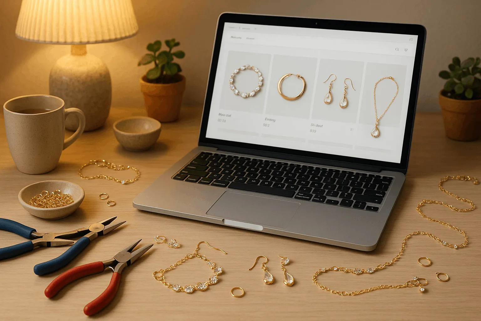 Starting a small jewelry business from home - creative workspace.