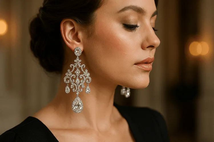 Glamorous chandelier earrings for an elegant night out. Glamorous chandelier earrings for an elegant night out.