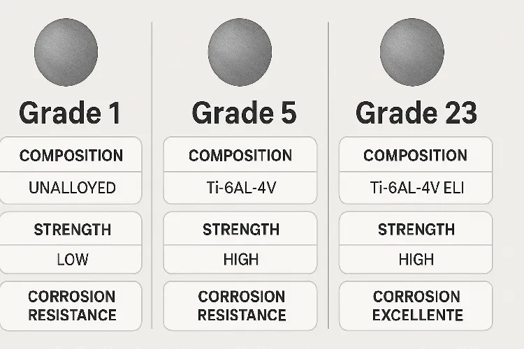 Titanium grades and properties comparison. Titanium grades and properties comparison.