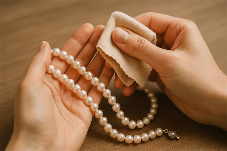 Jewelry care - polishing pearl necklace Jewelry care - polishing pearl necklace