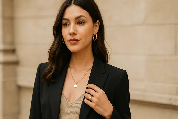 Jewelry enhancing personal style in a fashionable outfit Jewelry enhancing personal style in a fashionable outfit