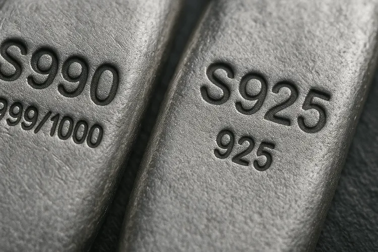 Close-Up of S990 and S925 Silver Alloys Close-Up of S990 and S925 Silver Alloys