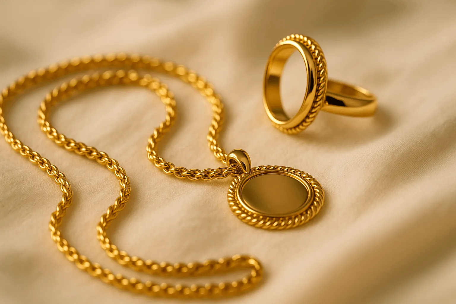 Luxurious gold jewelry set, ideal for special occasions.