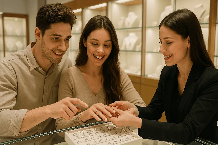Couple shopping for jewelry Couple shopping for jewelry