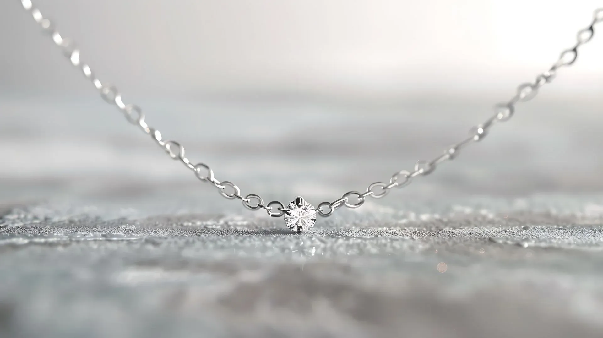 Silver necklace with a single diamond on a chain Silver necklace with a single diamond on a chain