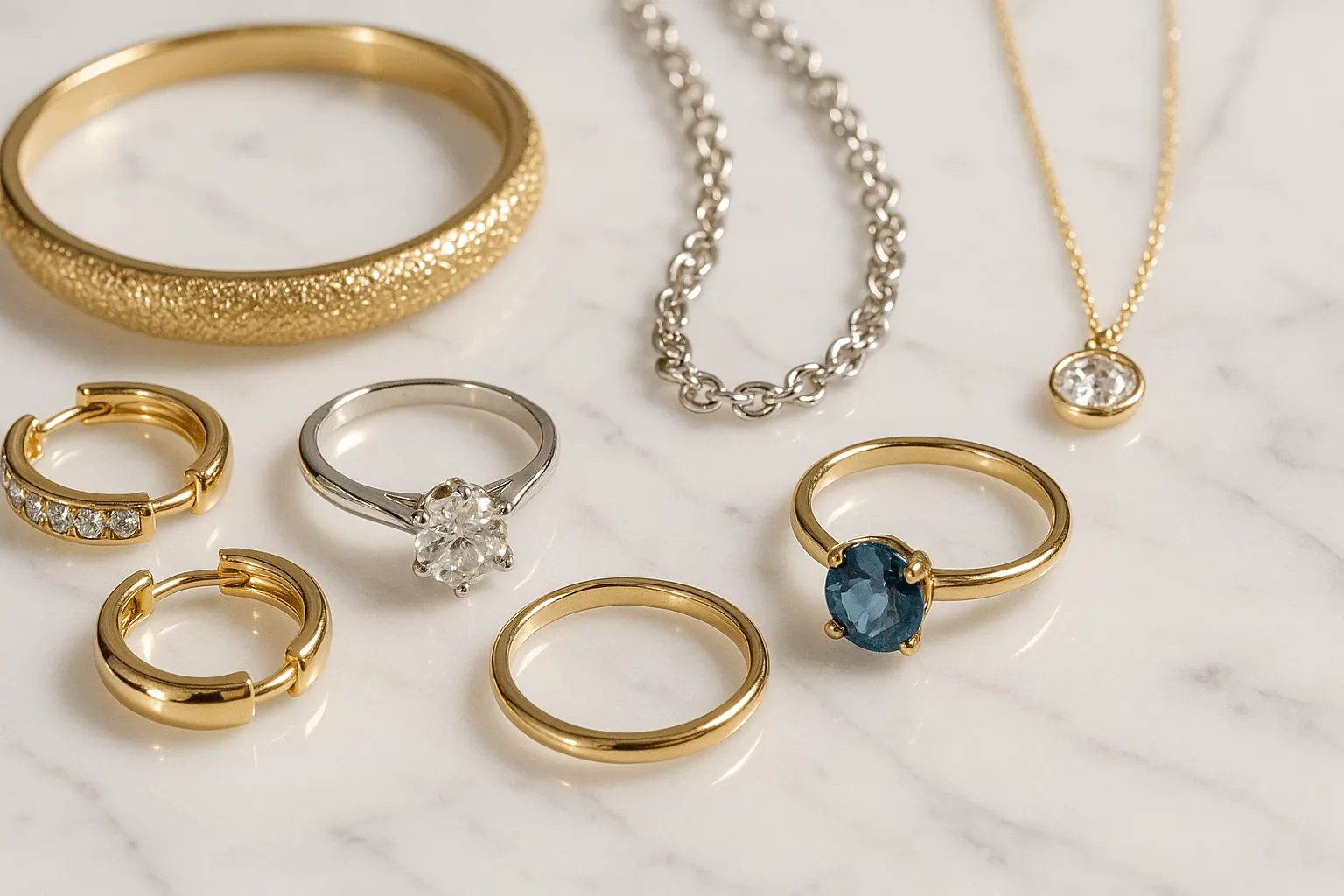 Stunning jewelry collection with gold, silver, and gemstones