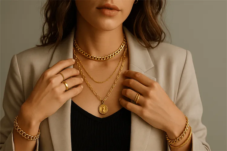 Layered jewelry - necklaces, bracelets, and rings Layered jewelry - necklaces, bracelets, and rings