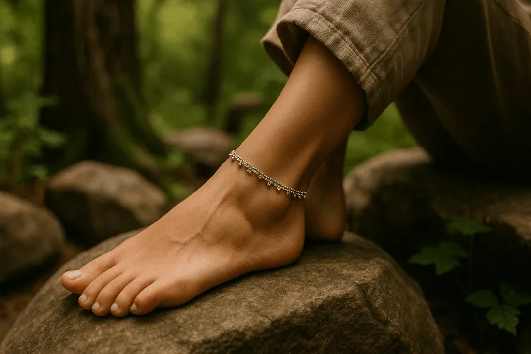 Silver anklet for grounding and energy balance Silver anklet for grounding and energy balance
