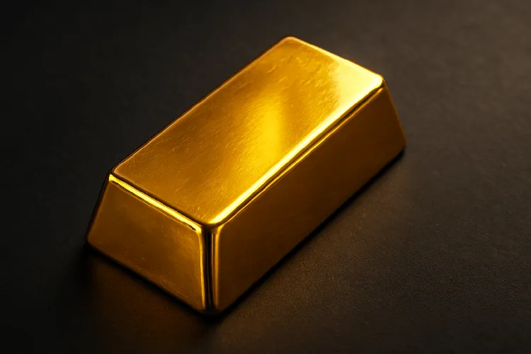Shiny 24k gold bar with deep yellow color. Shiny 24k gold bar with deep yellow color.