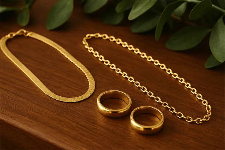 Elegant 14K gold necklaces and rings Elegant 14K gold necklaces and rings