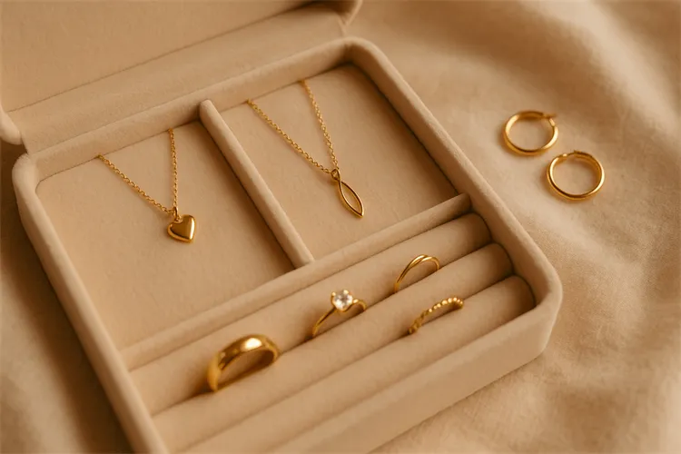 Well-organized 14K gold jewelry set Well-organized 14K gold jewelry set