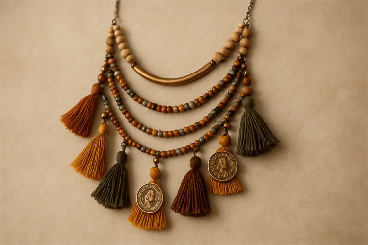 Bohemian layered necklace for a carefree, artistic look Bohemian layered necklace for a carefree, artistic look