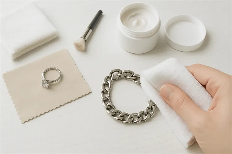 Jewelry cleaning tools used to restore silver bracelet. Jewelry cleaning tools used to restore silver bracelet.