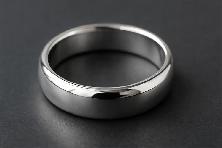 Pure silver ring with a polished surface. Pure silver ring with a polished surface.