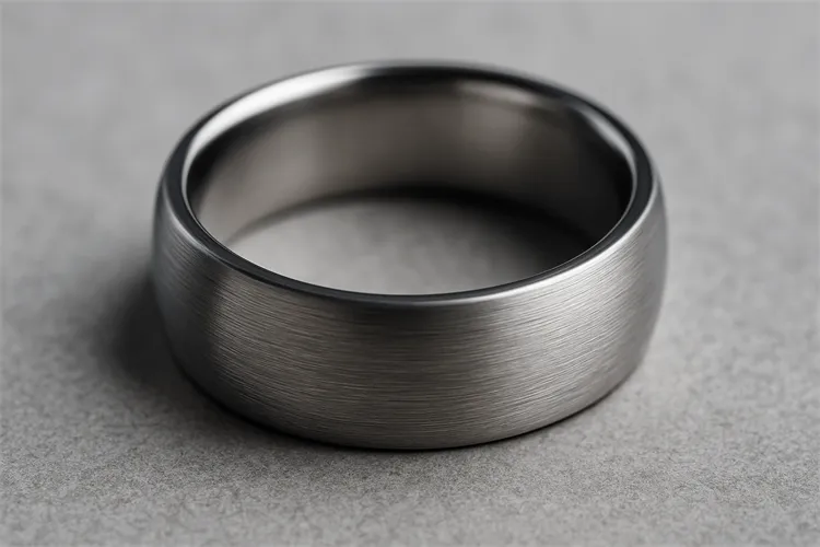 Hypoallergenic Titanium Ring Close-Up Hypoallergenic Titanium Ring Close-Up