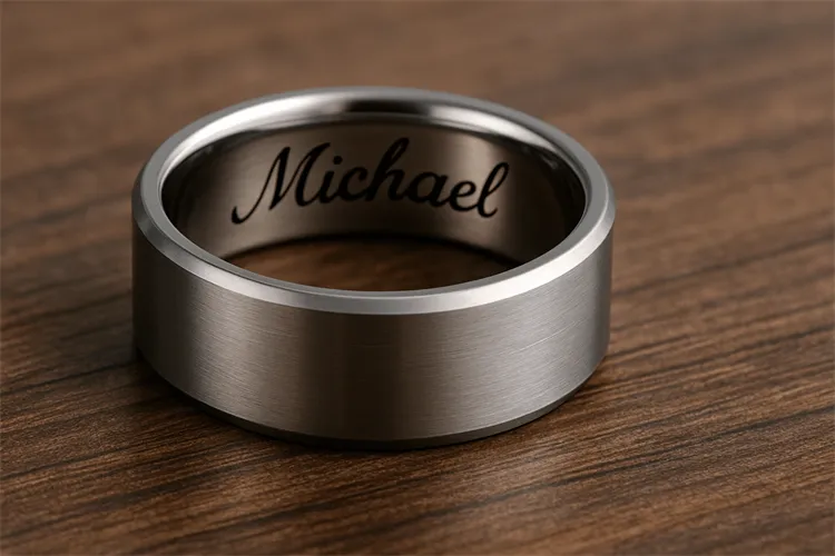 Custom Engraved Titanium Ring Custom Engraved Titanium Ring