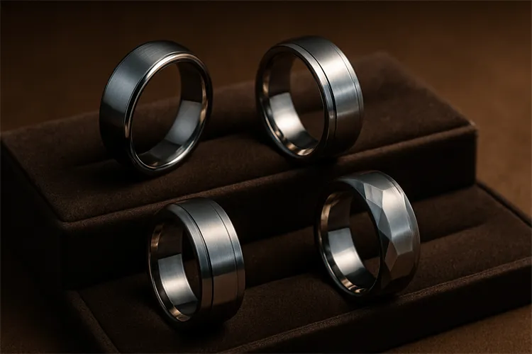 Elegant Titanium Rings Display Elegant Titanium Rings Display