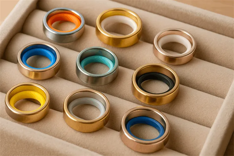 A collection of discreet ring sizers for resizing. A collection of discreet ring sizers for resizing.