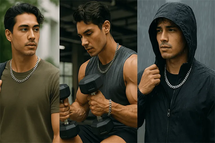 Wearing stainless steel jewelry in daily activities Wearing stainless steel jewelry in daily activities