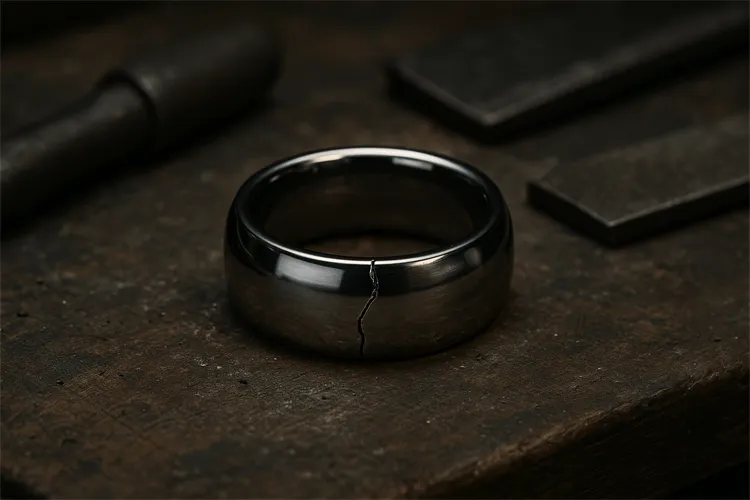Tungsten ring showing signs of difficulty in resizing due to its hardness Tungsten ring showing signs of difficulty in resizing due to its hardness