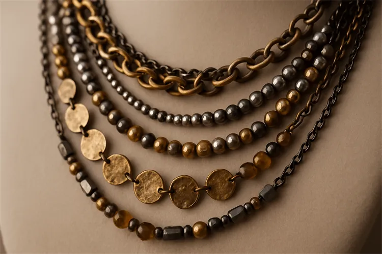 Multi-strand necklaces for a layered, textured look. Multi-strand necklaces for a layered, textured look.