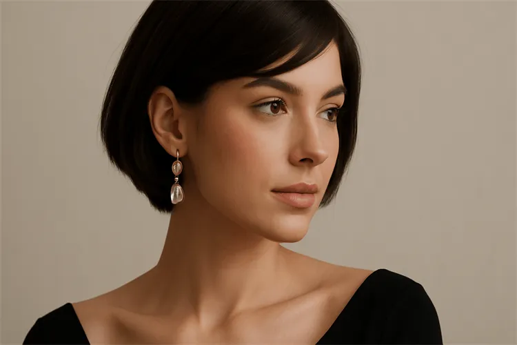 Drop earrings for a chic short haircut Drop earrings for a chic short haircut