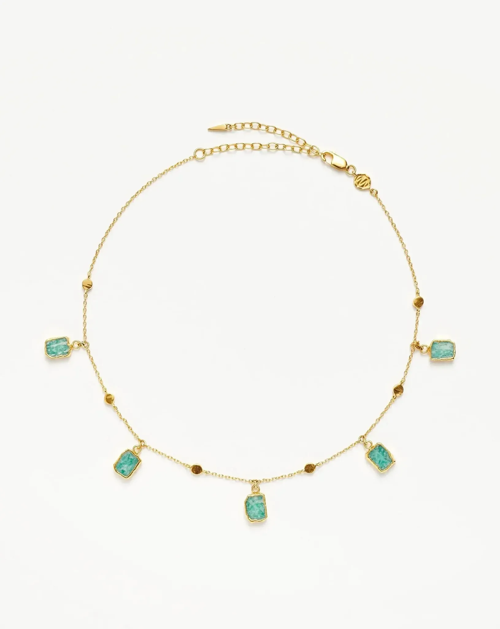 Stainless steel choker with turquoise square charms