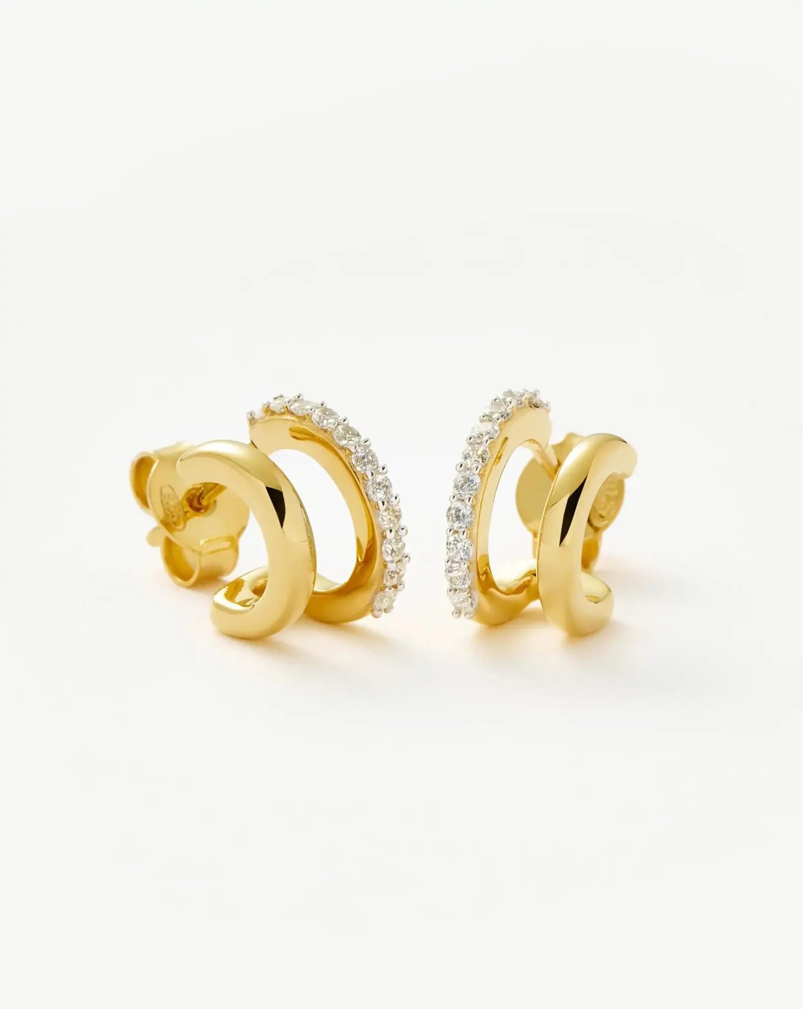 Stainless steel hoop earrings with sparkling stones
