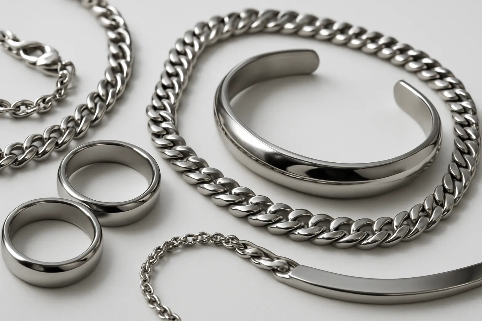 Shiny stainless steel jewelry with an elegant design
