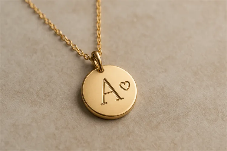 Personalized pendant necklace with custom initials or symbols. Personalized pendant necklace with custom initials or symbols.