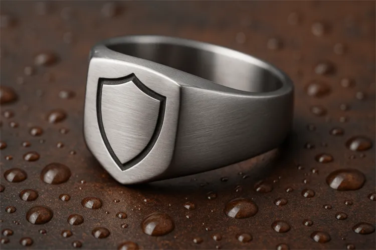 Stainless steel ring with rust resistance shield Stainless steel ring with rust resistance shield