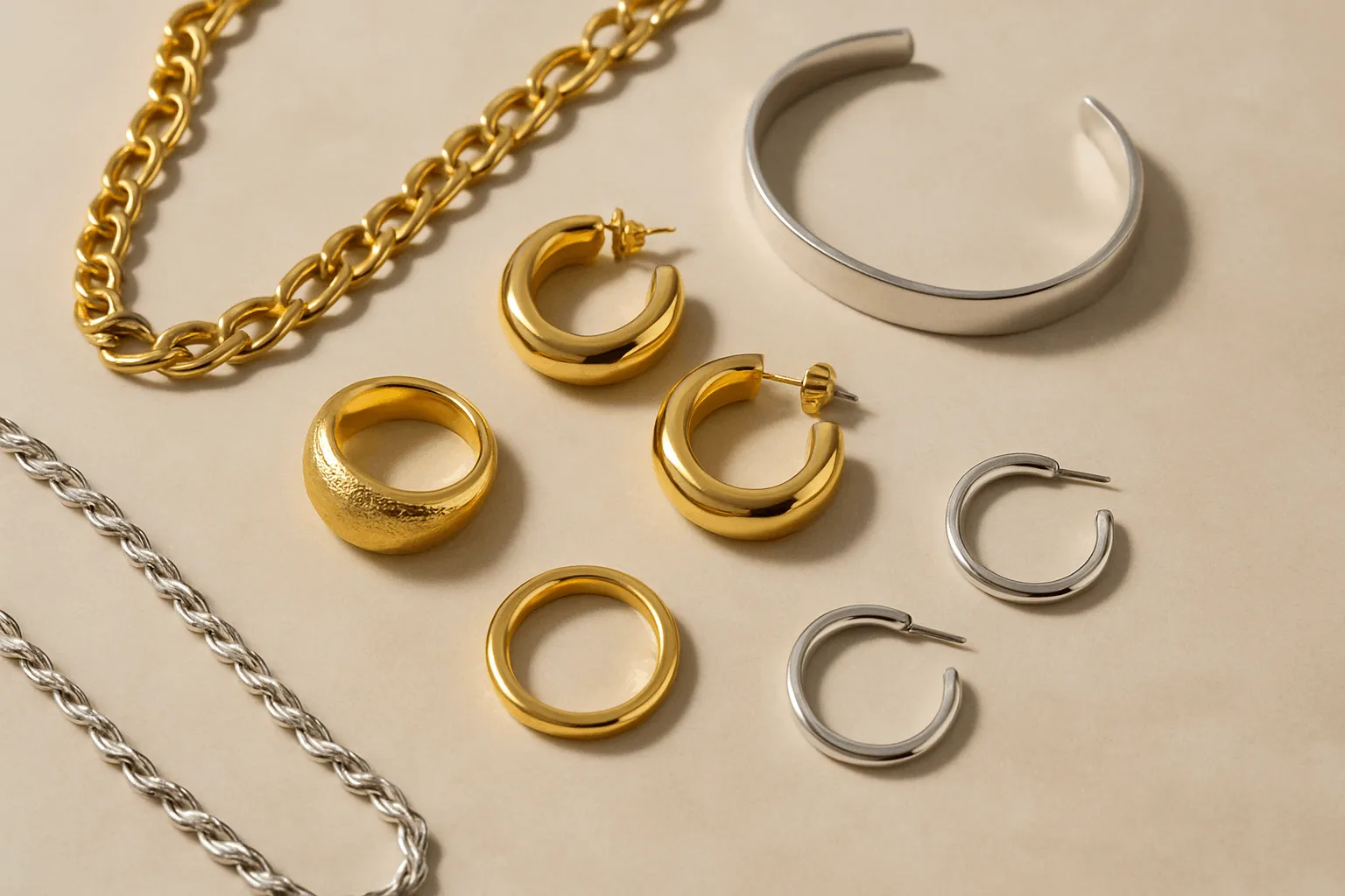 Gold and Silver Jewelry Comparison - Elegant and Luxurious.