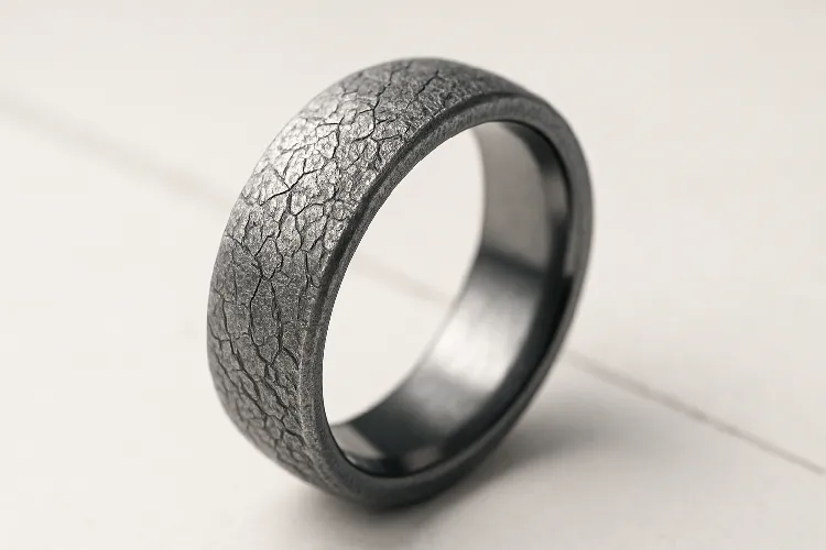 Tungsten ring with scratch-resistant surface highlighting its hardness Tungsten ring with scratch-resistant surface highlighting its hardness