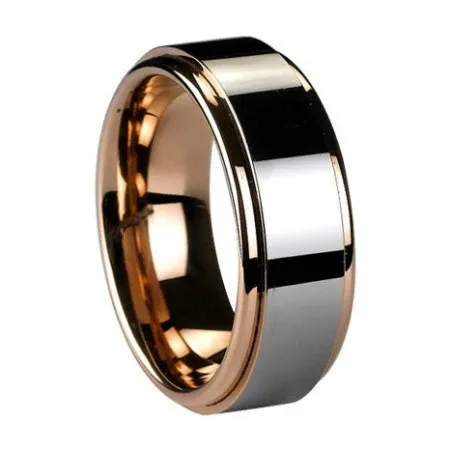 Polished two tone ring with gold and silver finishes