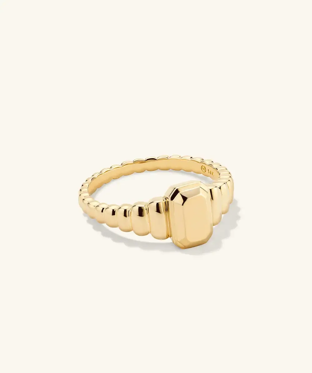 beaded ring with a geometric octagonal centerpiece