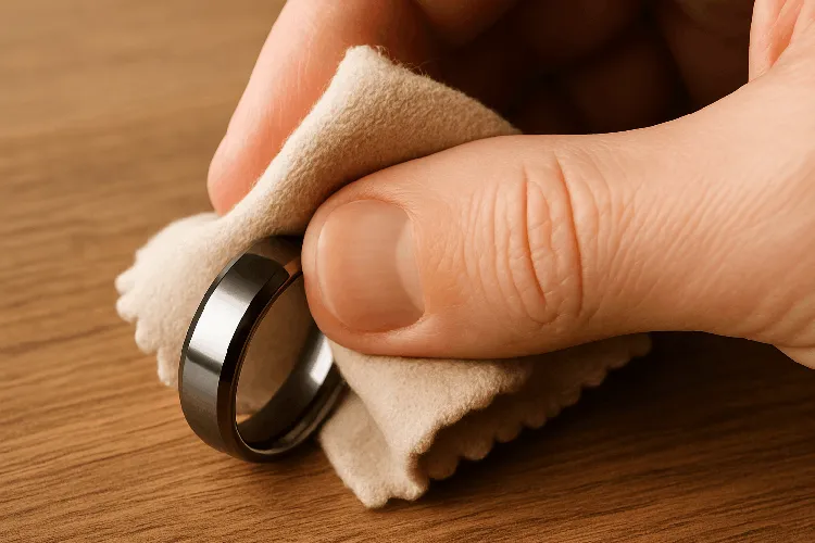 Polishing a tungsten ring for maintenance Polishing a tungsten ring for maintenance