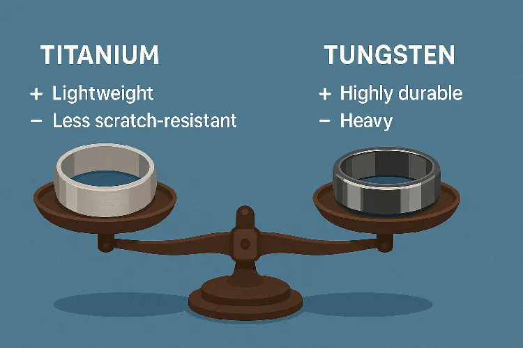 Pros and cons - Titanium and tungsten jewelry comparison