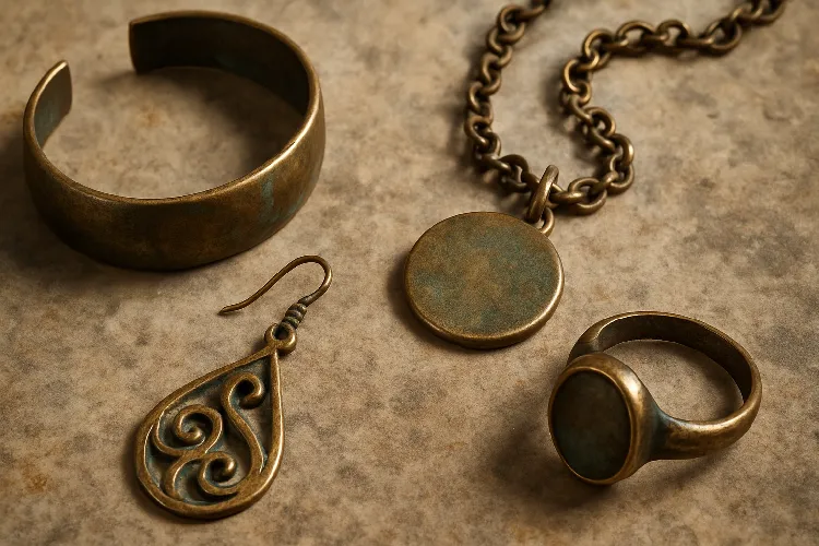 Tarnishing effect on brass jewelry Tarnishing effect on brass jewelry
