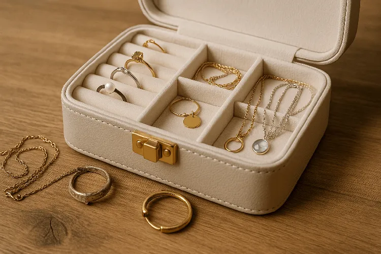 Organized jewelry box with rotated pieces to maintain their longevity Organized jewelry box with rotated pieces to maintain their longevity