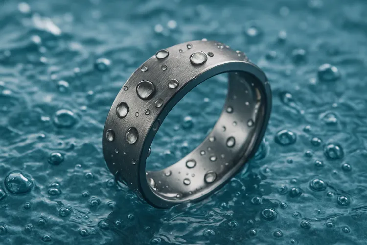 Titanium jewelry submerged in water demonstrating rust resistance.