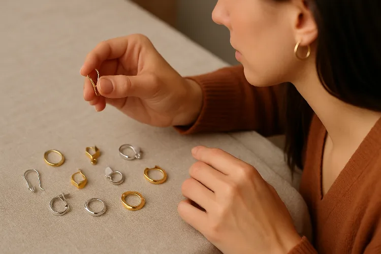 Choosing the perfect earring clasp from various options. Choosing the perfect earring clasp from various options.